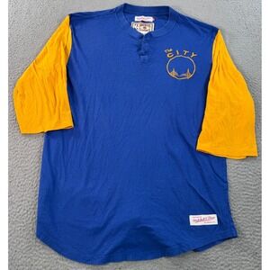 Mitchell & Ness Golden State Warriors "The City" Shirt Men's 2XL Henley Blue NBA